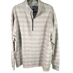 Sun‎ Mountain Men’s Thermal Golf Pullover 1/4 Zip Gray Stripe XL Bulldog Logo